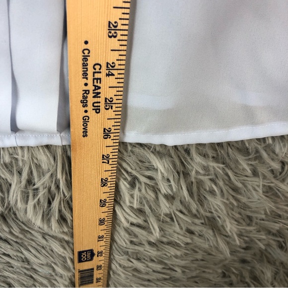 LA Blouse Womens Size 14 Pleated Side Neck Button Lightweight Mock Neck Blue Vtg - Picture 7 of 11